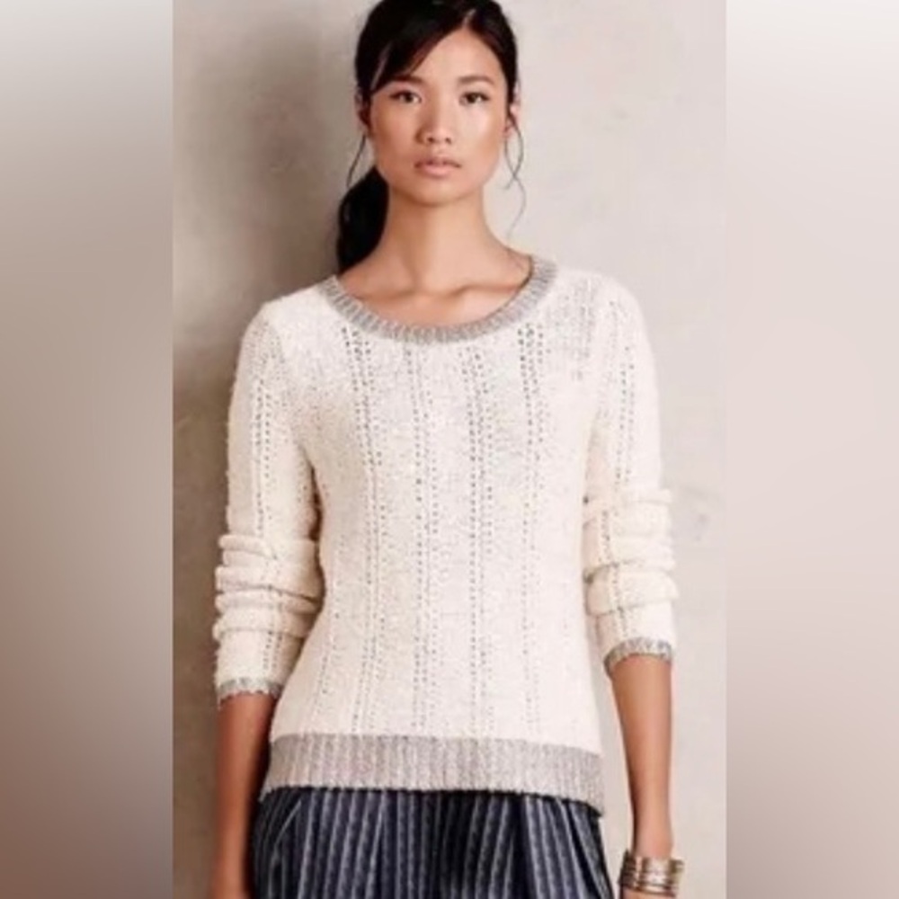Anthropology Moth Ivory Knitted Sweater